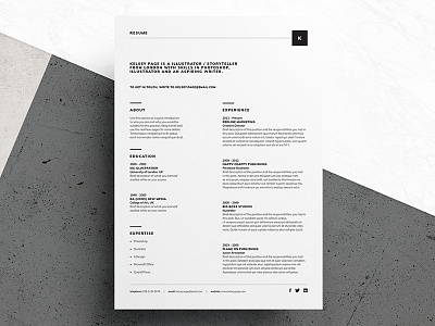 Resume/CV - 'Kelsey' cover letter creative market cv design cv template portfolio resume resume design resume template