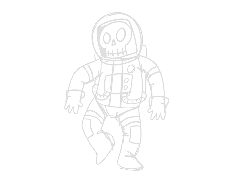 Spaceman Skull (Process) astronaut cartoon planet process sketch skull space spaceman