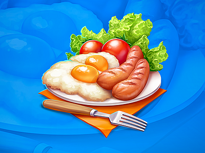 Fried Eggs 2d 2d art breakfast eggs food game game art game icon icon illustration