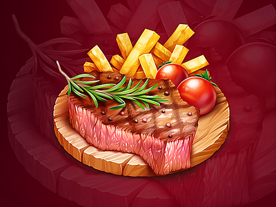 Steak & Chips 2d 2d art chips food game game art game icon icon illustration steak