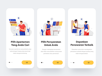 Onboarding for Buying Apartment App apartment app buying colorful design illustration mobile onboarding renting simple ui