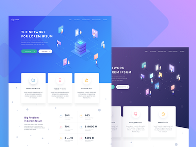 Landing Page Concept case desktop gradient icon illustration isometric landing network people study web