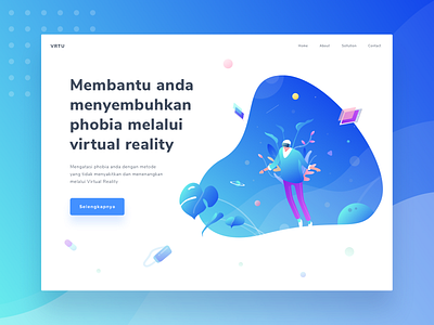 Virtual Reality Landing Page colorful design flat gradient health care illustration isometric landing page people reality ui vector virtual web