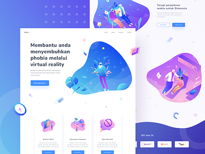 Final Virtual Reality Landing Page care case colorful design desktop doctor flat gradient health illustration isometric landing layout page patient people ui ux vector web