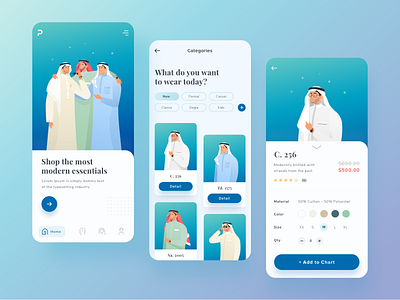 Mobile app exploration for arabian fashion colorful design fashion flat gradient illustration mobile app people style uiux vector