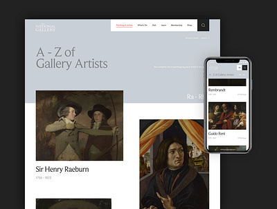 National Gallery Concept - A-Z Artists art artist concept design digital gallery minimal responsive ui ux website