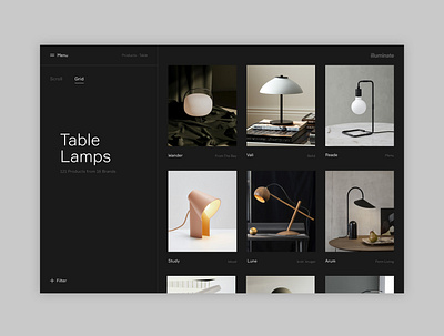 Illuminate - Product Search concept design digital experiment interiors lighting minimal responsive ui ux website