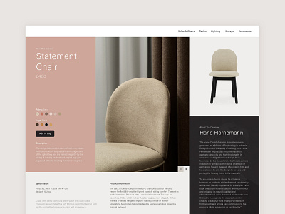 Furniture Brand chair design digital home interiors minimal scandi style ui ux website