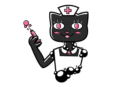Plague Nurse adobe alternative black cat blackcat cat creepy design digital illustration vector