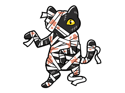 Bandaged adobe alternative black cat blackcat cat creepy design digital illustration vector