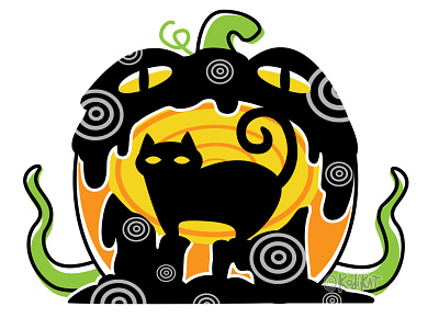 Jack's Lantern adobe alternative black cat blackcat cat creepy design digital illustration vector
