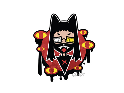 Going Red New adobe alternative black cat blackcat cat catgirl creepy design digital illustration vector