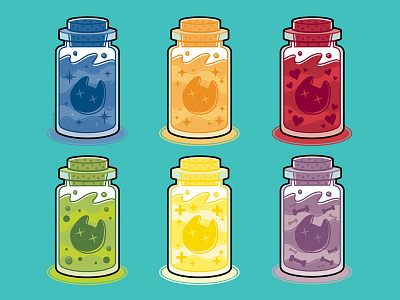 Dead Cat Head Bottles bottles cat cat head colorful dead design digital illustration rainbow redbubble vector