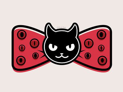Cat Bow blackcat bow bowtie cat cat bow creepy cute digital eyes illustration vector