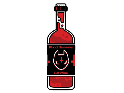 Blood Harvester adobe alternative black cat blackcat blood bottle cat creepy cute design digital illustration vector wine