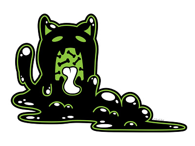 Goopy Goobler adobe alternative black cat blackcat bones cat creepy cute design digital goop illustration slime vector