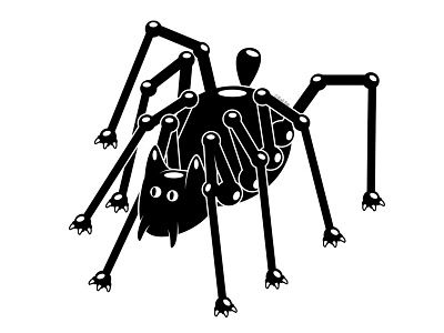 Daddy Long Legs adobe alternative black cat blackcat cat creepy design digital illustration spider vector