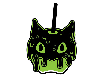 Poisoned Apple alternative apple black cat blackcat cat creepy cute design digital green illustration vector