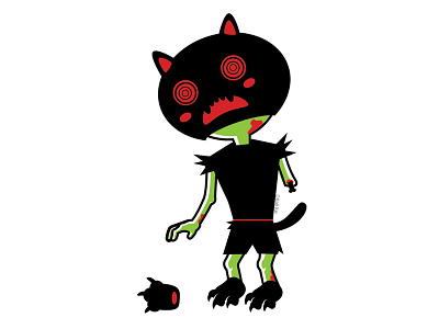 Zombie Kid alternative black cat blackcat blood cat costume creepy cute design digital illustration vector zombie