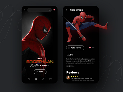 Minimalistic Movie Application / Spiderman aftereffects design designer dribbble dribbble best shot dribbble invite illustration india interaction user experience user interface xd