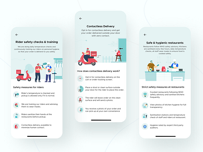 Ensuring your order is safe at every step aesthetic aftereffects covid 19 dribbble dribbble best shot dribbble invite india interaction restaurant rider safety user experience user interface zomato
