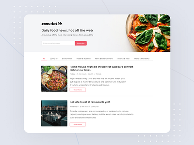 Introducing Zomato TLDR! aesthetic designer dribbble dribbble best shot dribbble invite food india interaction news newsletter user experience user interface zomato