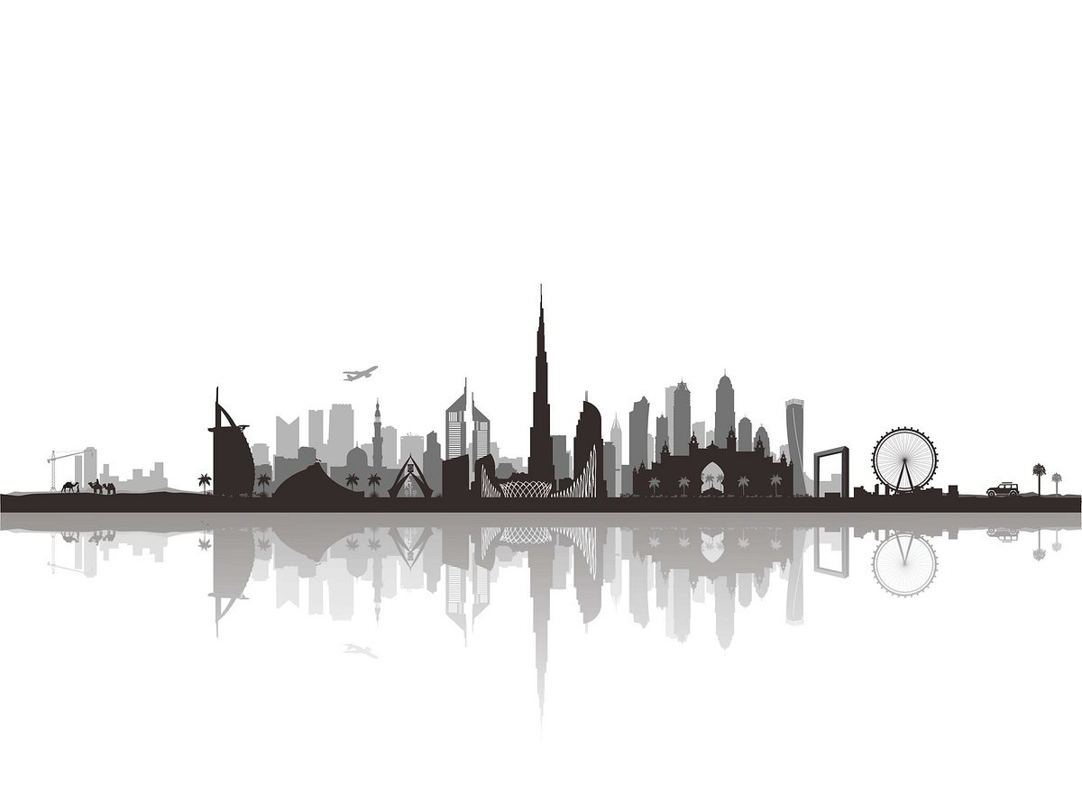 Dubai City Skyline Silhouette Vector Illustration By Bolasz Edogawa On 