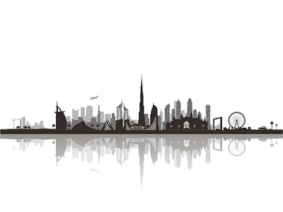 Dubai city skyline Silhouette Vector illustration