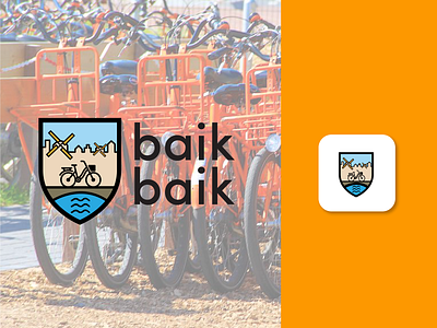Baikbaik branding logo branding character design emblem emblem design emblem logo logo rent bike typography