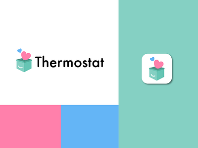Thermostat Logo box branding cube design heart icon logo love typography