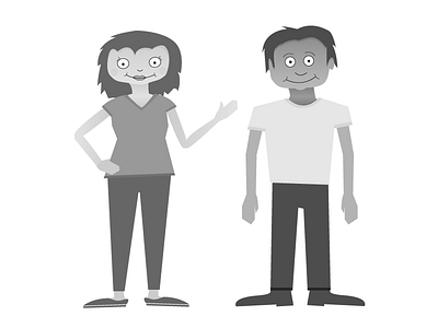 Grayscale Characters - Bank On bank on cartoon couple greyscale illustration people