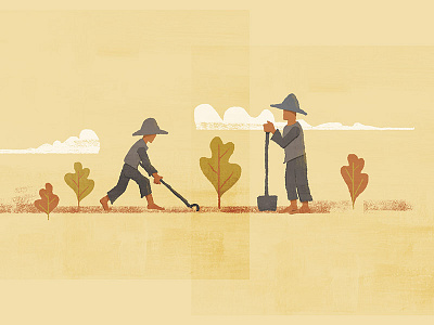 Proud Father farm farming father illustration photoshop shovel son