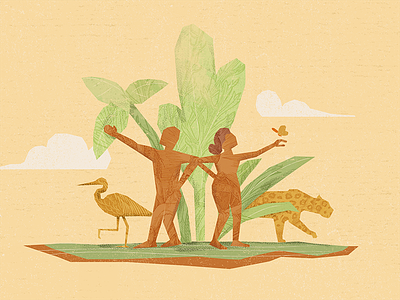 Genesis Illustration adam bible crane eve evolution genesis heron humanity jaguar
