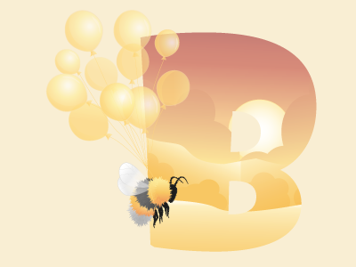 Bumblebee and balloons abc alphabet b balloon bee bumblebee design illustration nature sunset vector web