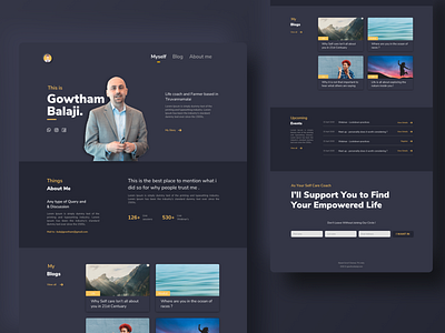 Personal Bio Concept | Web Design | Dark mode branding dark mode dark theme dark ui design designer minimal mythology person personal branding product design typography ui ux web webdesign website website design