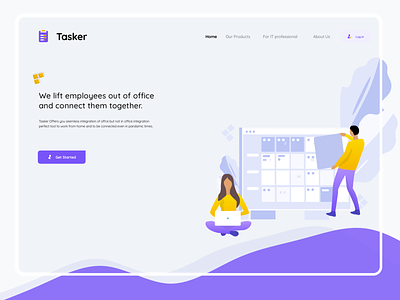 Tasker Product concept | Landing Page | Light Mode adobe animation design grey greyshade icon illustration logo minimal simple sketch ui ux vector web webdesign website