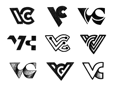 VC others / Sketches c letter logo logo mark symbol logotype mark monogram negative space symbol typography v vc vc logo