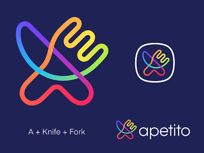 Apetito / Logo Concept a apetito food food app food icon fork icon knife letter letter a logo logotype mark monogram symbol typography