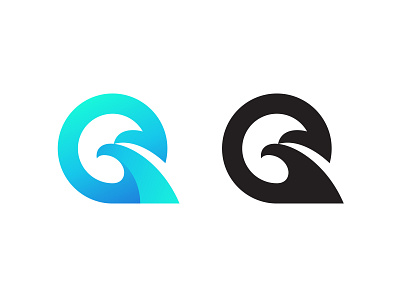 Q + Eagle eagle eagle logo letter letter q logo logo mark symbol logotype mark monogram negative space q symbol typography