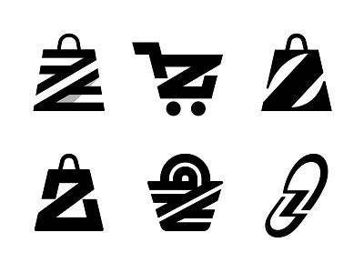WIP bag basket footprint letter letter z logo logo logo mark symbol logotype mark monogram negative space shopping bag store symbol trolley typography woman z