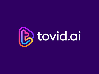tovid.ai V2 design gradient logo illustration letter letter t logo logotype mark monogram play icon play icon logo symbol t t logo typography
