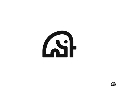 Elephant 1 animal cute elephant icon line logo mark symbol