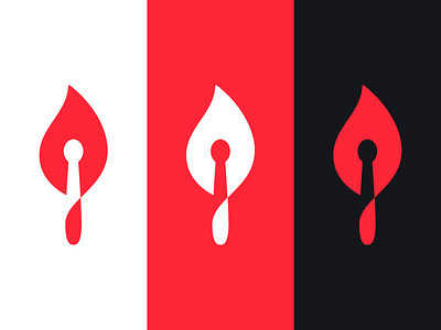 Fire fire logo mark match negative space symbol