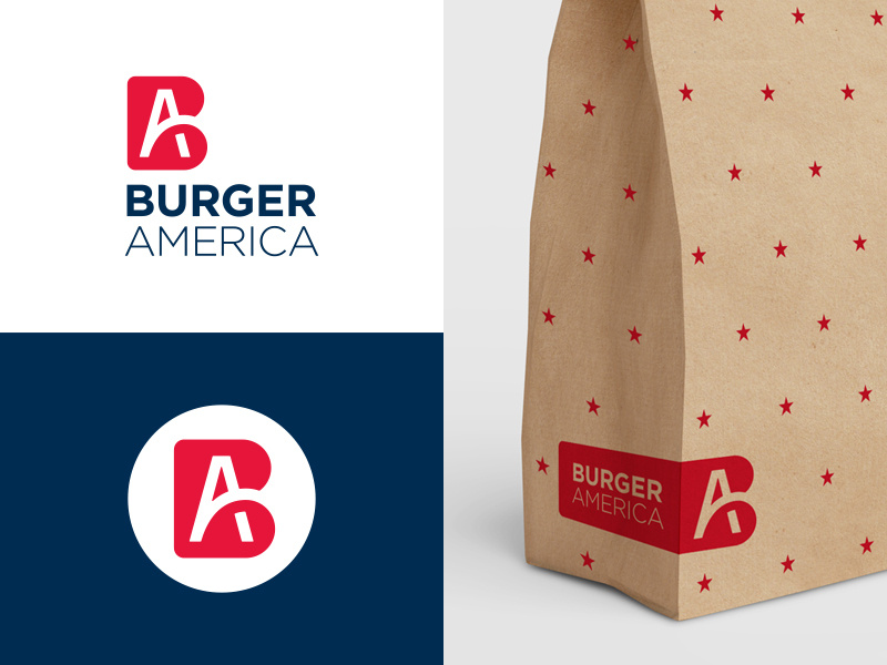 Wip 1 burger usa ab logotype typography monogram b a letter symbol mark logo