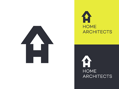 HA architect arrow ha house logo mark monogram negative space symbol