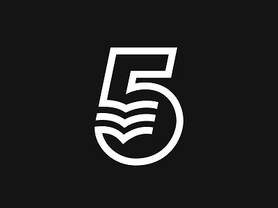 5 + Book 5 book logo mark number symbol