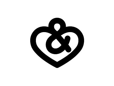 Heart & ampersand heart logo love mark symbol