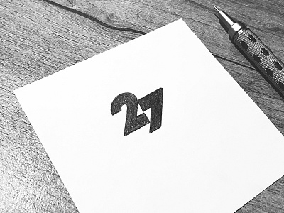 27⚡️ 2 7 lighting bolt logo mark monogram negative space number symbol thunder