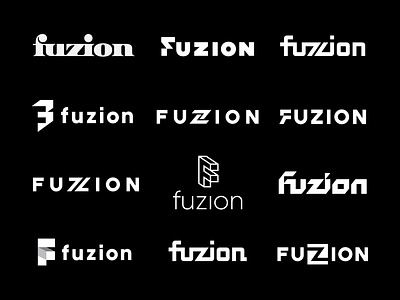 Fuzion All Versions 3d branding branding concept f f letter fuzion isometric letter line logo logotype mark monogram symbol typography