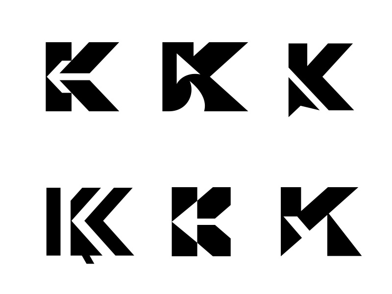 K / Arrow / Pointer 2 negative space pointer arrow k letter k typography logotype letter monogram symbol mark logo